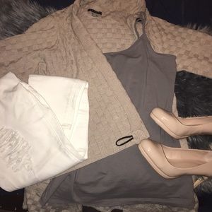 Beige draped cardigan